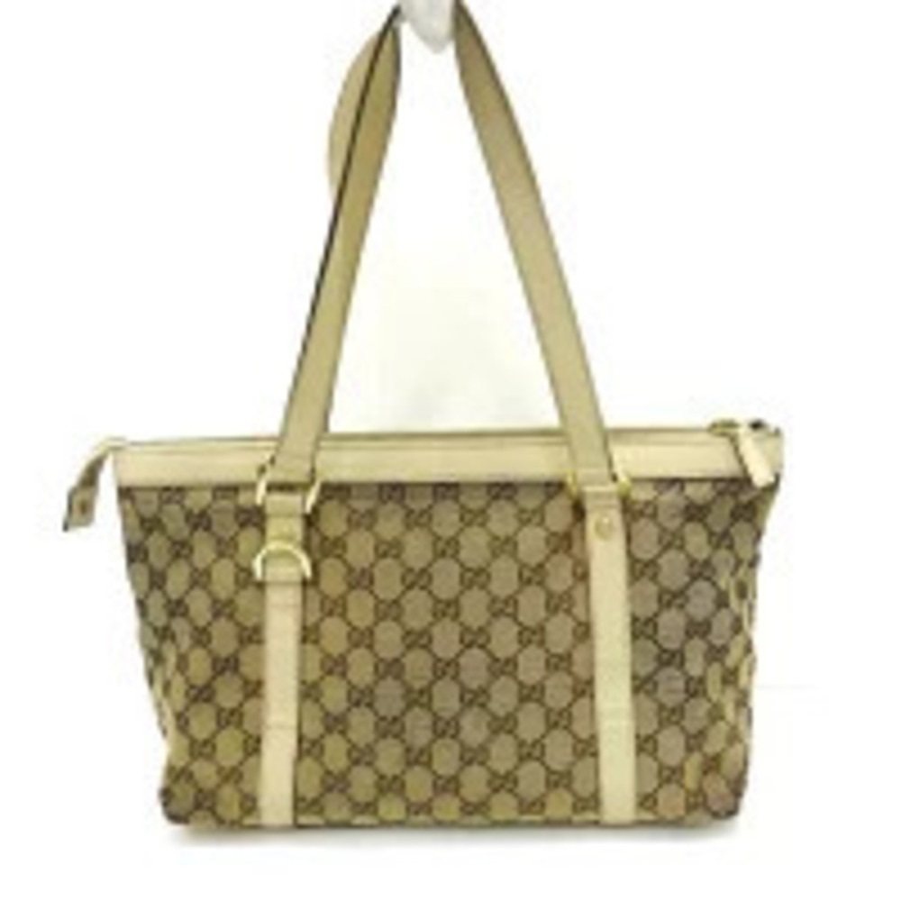 Gucci Canvas Bag Beige GG Leather Tote